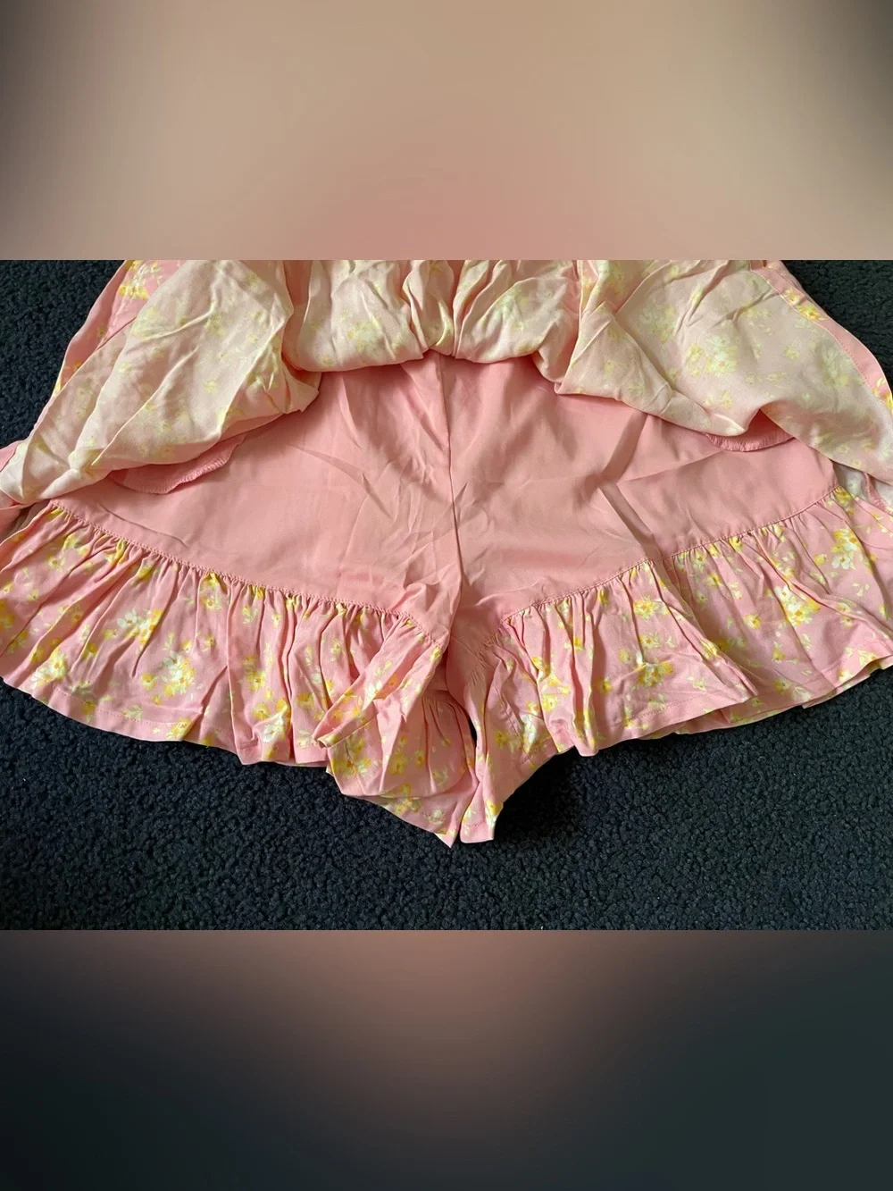 Old Navy Pink Floral Layered Skort with Yellow Accents